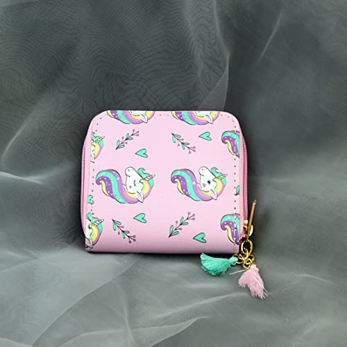 Timlee Cute Rainbow Pink Unicorn Wallet Girls Christmas Gift Women Short Wallets (unicorn E)