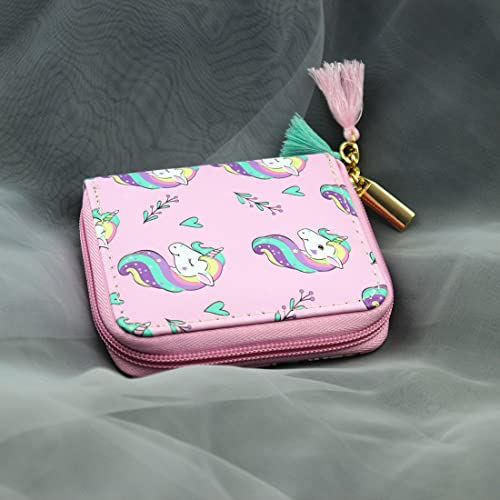 Timlee Cute Rainbow Pink Unicorn Wallet Girls Christmas Gift Women Short Wallets (unicorn E)