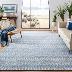 safavieh micro-loop collection 8′ x 10′ blue/ivory mlp502m handmade moroccan boho tribal premium wool area rug