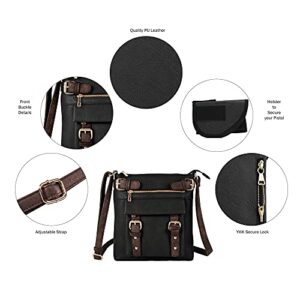 Jessie & James 2 Toned Belt Concealed Carry Crossbody Bag Gunbag Shoulder Purses For Women with Lock and Key | Black