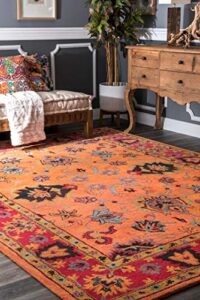 nuloom montesque hand tufted wool area rug, 8′ 6″ x 11′ 6″, orange