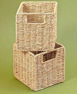 tall slim wooden multi use space saving cabinet organizer or baskets (set of 2 baskets)