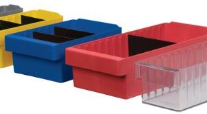 Akro-Mils 31112 AkroDrawer Stackable Plastic Storage Drawer Storage Bin, (11-5/8-Inch x 11-1/8-Inch x 4-5/8-Inch), Blue, (4-Pack)