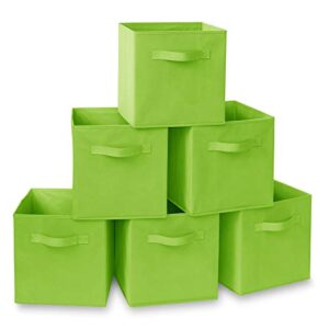 casafield set of 6 collapsible fabric cube storage bins, lime green – 11″ foldable cloth baskets for shelves, cubby organizers & more