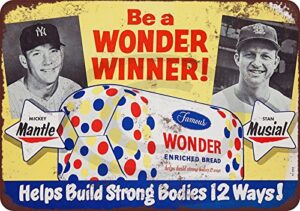 custom kraze 1954 mickey mantle stan musial wonder bread reproduction metal sign tin 8 x 12