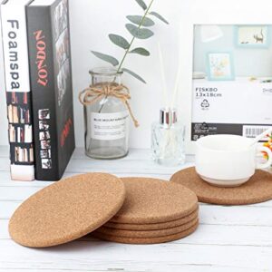 Boao Wooden Thick Cork Drink Coasters, for Home Bar Kitchen Restaurant Cafe Wedding Supplies (0.3 Inch Thick x 6 Inch Diameter, 6 Pieces)