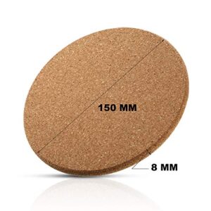 Boao Wooden Thick Cork Drink Coasters, for Home Bar Kitchen Restaurant Cafe Wedding Supplies (0.3 Inch Thick x 6 Inch Diameter, 6 Pieces)