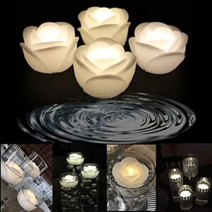 ardux led floating candles – flameless floating rose tea lights waterproof flower wax candles battery-powered for wedding centerpieces pool party decoration