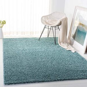 safavieh primo shag collection 8′ x 10′ aqua prm300j solid non-shedding living room bedroom dining room entryway plush 1.2-inch thick area rug