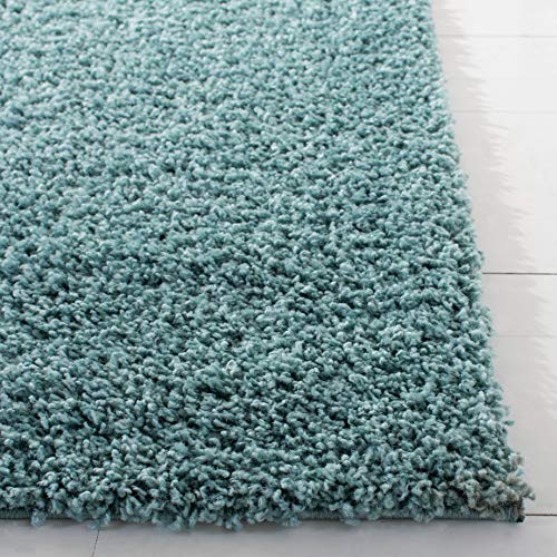 SAFAVIEH Primo Shag Collection 8' x 10' Aqua PRM300J Solid Non-Shedding Living Room Bedroom Dining Room Entryway Plush 1.2-inch Thick Area Rug