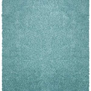 SAFAVIEH Primo Shag Collection 8' x 10' Aqua PRM300J Solid Non-Shedding Living Room Bedroom Dining Room Entryway Plush 1.2-inch Thick Area Rug