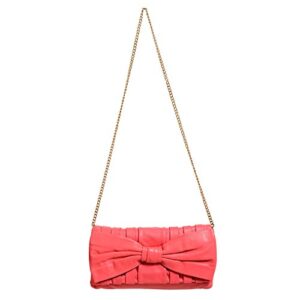 Red Valentino Women's Pink 100% Leather Bow Decorated Clutch Shoulder Bag