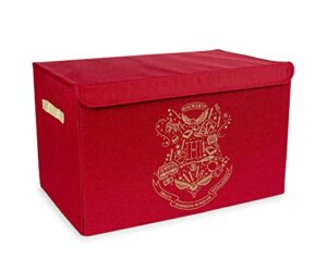 harry potter hogwarts collapsible storage bin chest with lid | fabric basket container with handles, cubby cube closet organizer | wizarding world gifts and collectibles | 15 x 24 inches