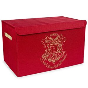 Harry Potter Hogwarts Collapsible Storage Bin Chest with Lid | Fabric Basket Container with Handles, Cubby Cube Closet Organizer | Wizarding World Gifts And Collectibles | 15 x 24 Inches