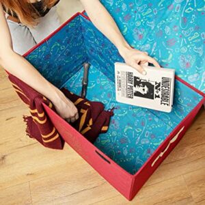 Harry Potter Hogwarts Collapsible Storage Bin Chest with Lid | Fabric Basket Container with Handles, Cubby Cube Closet Organizer | Wizarding World Gifts And Collectibles | 15 x 24 Inches