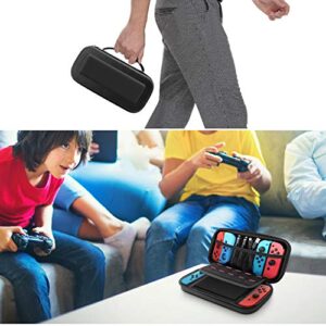 BOOGIIO Nintendo Switch Carrying Case, Hard Shell Travel Carrying Box Case for Nintendo Switch with 10 Game Cards Holders, Portable Pouch for Nintendo Switch Console & Accessories -Black