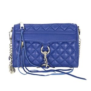 rebecca minkoff mini mac quilted leather clutch crossbody bag, royal blue