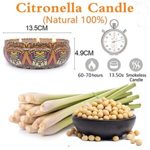 Citronella Candle Outdoor, Large 3 Wicks 13.5oz Soy Wax Bugs Away Candles for Outside Patio Porch