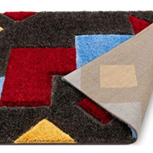 Well Woven Abbi Multi Boxes & Circles Thick Soft Plush 3D Textured Shag Area Rug 8x10 (7'10" x 9'10")