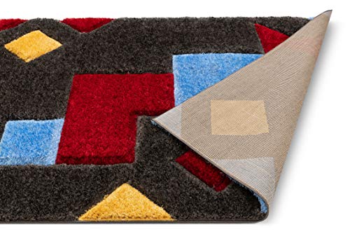 Well Woven Abbi Multi Boxes & Circles Thick Soft Plush 3D Textured Shag Area Rug 8x10 (7'10" x 9'10")