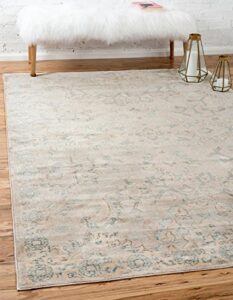 unique loom paris collection pastel tones traditional distressed gray area rug (9′ 0 x 12′ 0)