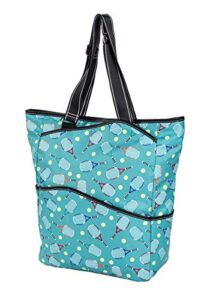 sydney love sport serve it up tall tote w tennis racquet compartment, turquoise