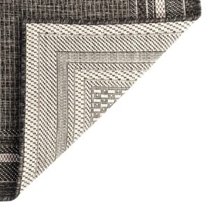 Unique Loom Outdoor Border Collection Casual Solid Border Transitional Indoor and Outdoor Flatweave Black Area Rug (4' 0 x 6' 0)
