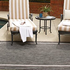 Unique Loom Outdoor Border Collection Casual Solid Border Transitional Indoor and Outdoor Flatweave Black Area Rug (4' 0 x 6' 0)