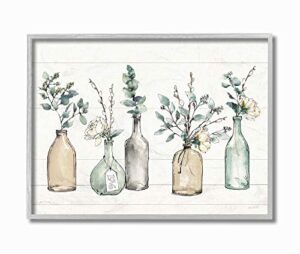 stupell industries bottles and plants farm wood textured, design by anne tavoletti wall art, 11 x 14, multi-color for living room