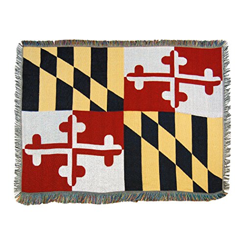 The Northwest Company Maryland State Flag Woven Tapestry Throw Blanket, 48" x 60", Multi Color