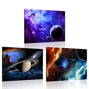 iknow foto 3 piece canvas prints galaxy stars abstract space wall art elements of this image furnished by nasa modern home decor stretched and framed ready to hang for kids room decor 12x16inchx3pcs