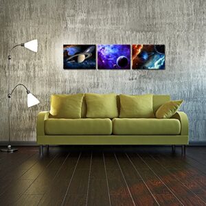 iKNOW FOTO 3 Piece Canvas Prints Galaxy Stars Abstract Space Wall Art Elements of This Image Furnished by NASA Modern Home Decor Stretched and Framed Ready to Hang for Kids Room Decor 12x16inchx3pcs