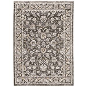 sphinx maharaja area rug 070n1 traditional grey faded floral 6′ 7″ x 9′ 6″ rectangle