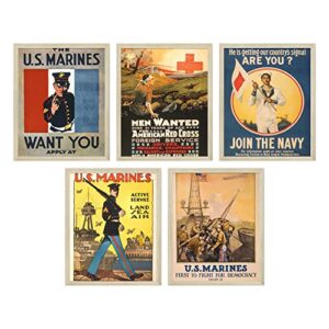 insire ww1 poster ww1 memorabilia military posters – set of 5 (8×10) world war 1 memorabilia military poster propaganda poster military wall art, war poster ww1 propaganda poster – unframed