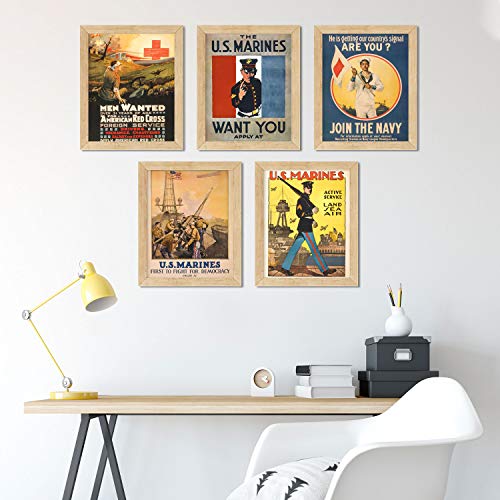 Insire WW1 Poster WW1 Memorabilia Military Posters - Set of 5 (8x10) World War 1 Memorabilia Military Poster Propaganda Poster Military Wall Art, War Poster WW1 Propaganda Poster - Unframed