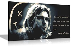 panther print, large canvas wall art, nirvana memorabilia, kurt cobain rather be hated quote, print for special occasions (76x41cm)