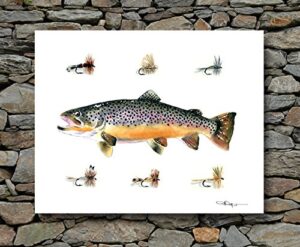 brown trout watercolor art print by artist dj rogers