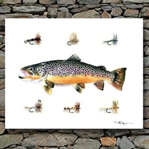 Brown Trout Watercolor Art Print by Artist DJ Rogers