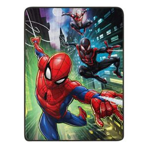 marvel’s spider-man, “swing city” micro raschel throw blanket, 46″ x 60″, multi color