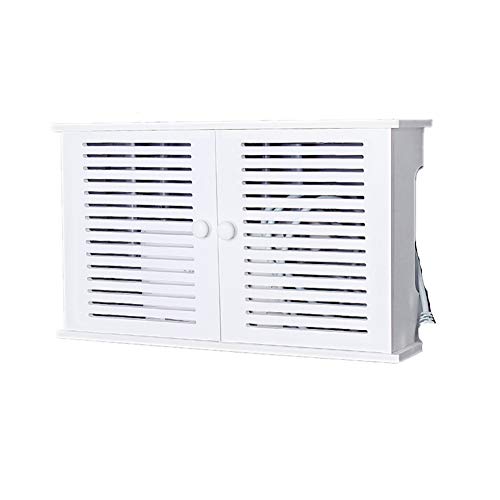 XICHENGSHIDAI Wood Router Organizer, Wall-Mounted Router Storage Box WiFi Fence Wall Storage Shelf Shutter