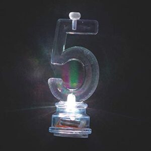 Unique Number 5 Flashing Candle Holder & Candles, 3", Multicolor