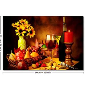 Fruit and Food Wine Wall Art Good Decor for Kitchen The Painting The Pictures Prints On Canvas Modern Artwork for Home Living Room Kitchen Restaurant