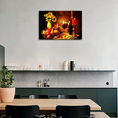 Fruit and Food Wine Wall Art Good Decor for Kitchen The Painting The Pictures Prints On Canvas Modern Artwork for Home Living Room Kitchen Restaurant