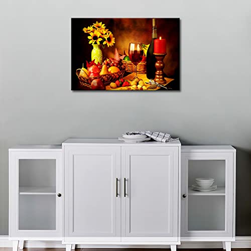 Fruit and Food Wine Wall Art Good Decor for Kitchen The Painting The Pictures Prints On Canvas Modern Artwork for Home Living Room Kitchen Restaurant