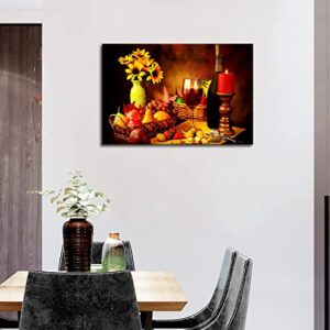 Fruit and Food Wine Wall Art Good Decor for Kitchen The Painting The Pictures Prints On Canvas Modern Artwork for Home Living Room Kitchen Restaurant