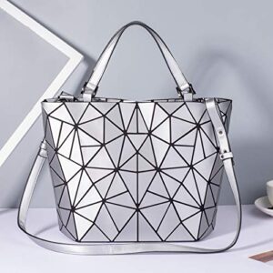 Geometric Luminous Purses and Handbags Holographic Reflective Crossbody Bag Wallet Flash Rainbow Tote Silver