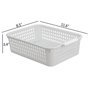 Yubine Plastic Storage Basket Tray Organizer Bin, 6-Pack (White, Grey)