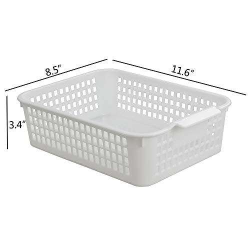 Yubine Plastic Storage Basket Tray Organizer Bin, 6-Pack (White, Grey)