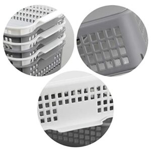 Yubine Plastic Storage Basket Tray Organizer Bin, 6-Pack (White, Grey)