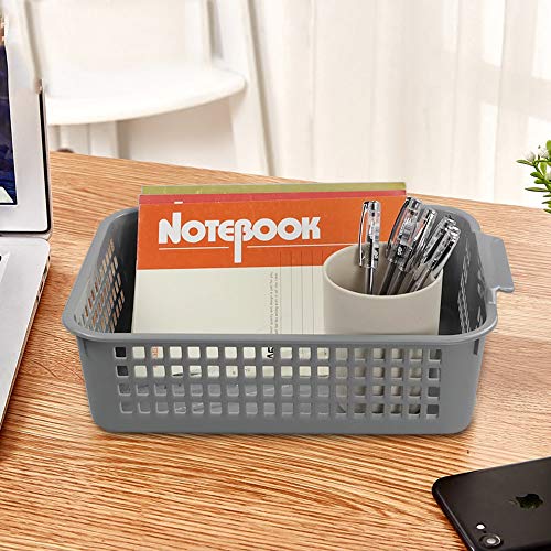 Yubine Plastic Storage Basket Tray Organizer Bin, 6-Pack (White, Grey)